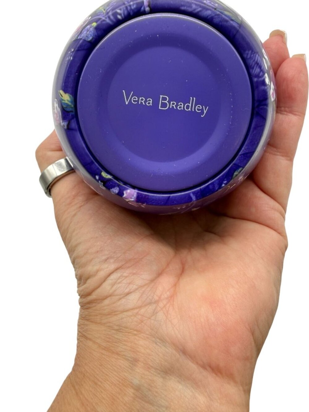 Vera Bradley Purple Floral Stainless Steel 12 Oz. Wine Tumbler Wild Roses NWT - Picture 6 of 7